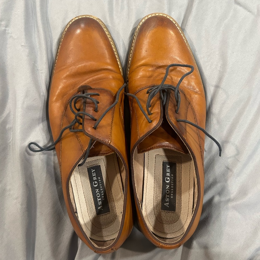 Aston Grey Cognac dress shoes. New.